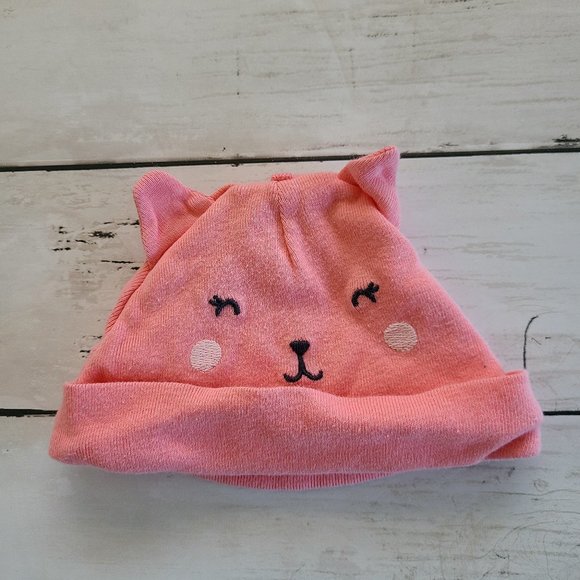 ♡ 5/$20 - Carter's Girl's Newborn Pink Cute Cat with Ears Beanie - Picture 4 of 4
